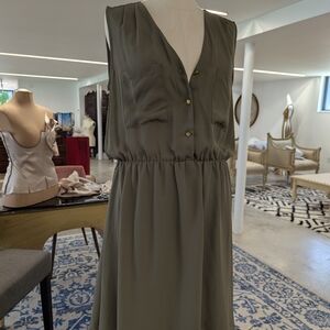 H&M Khaki Sleeveless Midi Dress